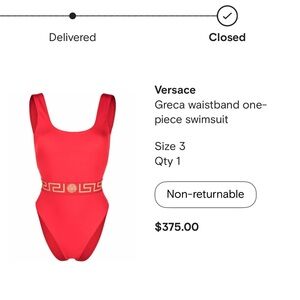 Versace Vibrant Red Swimsuit with Gold Greca Band